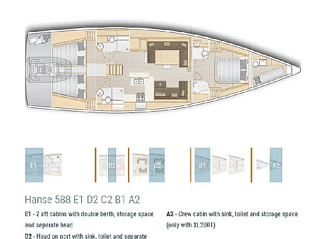 Hanse 588 - ONLY SKIPPERED - [Layout image]