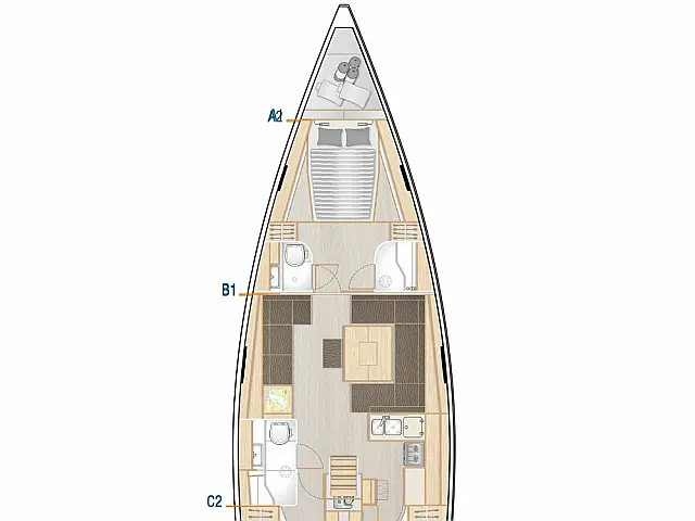 Hanse 458 (3 cab) - [Layout image]