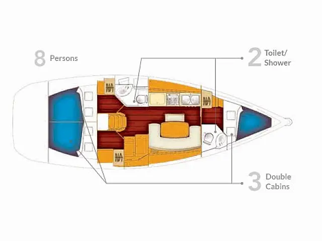 Beneteau Cyclades 39 - [Layout image]
