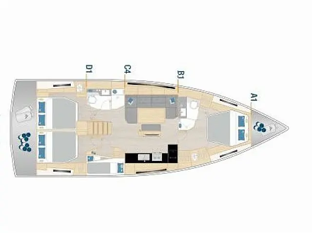 Hanse 460 - 4 cabine - 2 bagni - 8 posti letto - [Layout image]