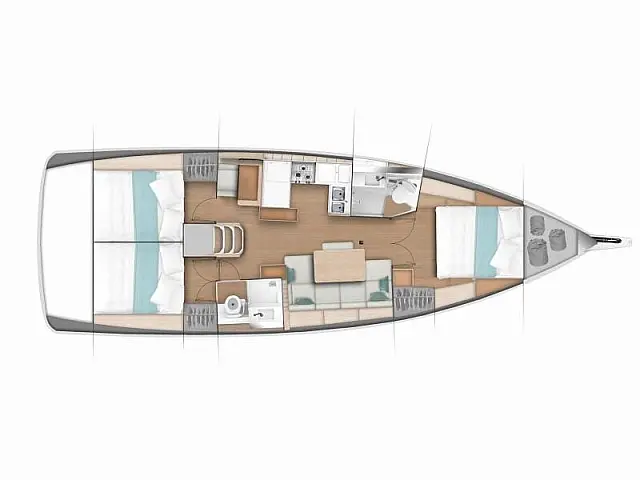 Sun Odyssey 440 - 3 cabins - [Layout image]