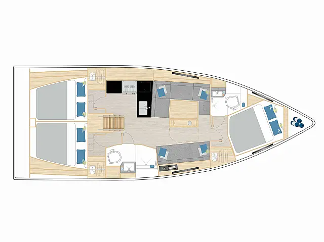 Hanse 360 - 3 cabine - 2 bagni - [Layout image]