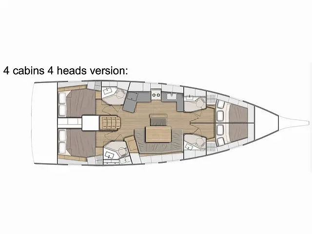 Beneteau Oceanis 46.1 4cabins/4toilets version - [Layout image]