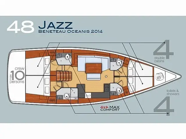 Oceanis 48 (4 cabins) - [Layout image]