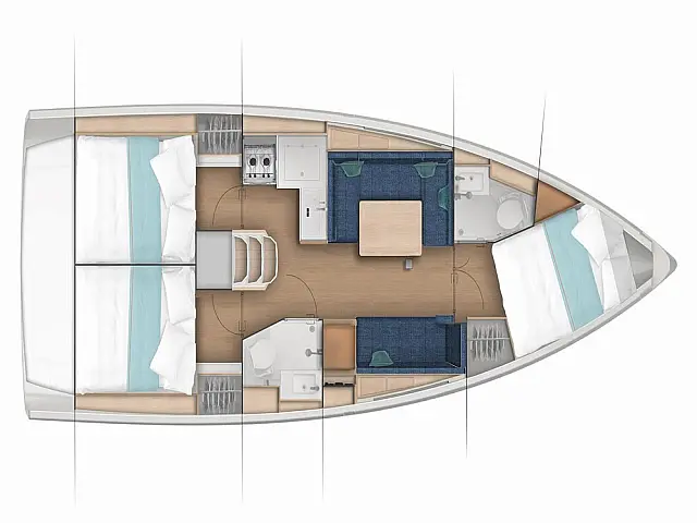 Sun Odyssey 380 - 3 cabins - [Layout image]