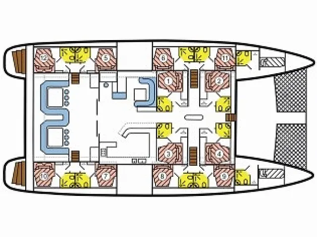 Cocktail Praslin 4-12 Cab. - Cabin Cruise Seychelles - [Layout image]