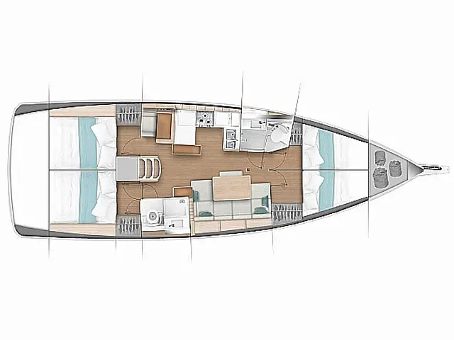 Sun Odyssey 440 (possible to be converted to 3 cabins) - [Layout image]
