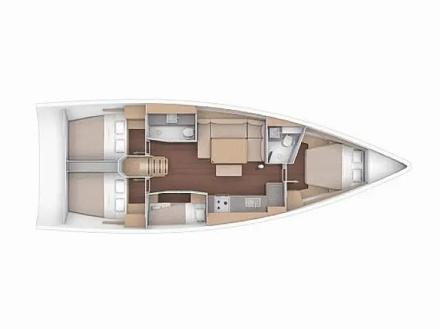 Dufour 430 GL – 4+1 CABINAS / 2 BAÑOS / 12 PAX - [Layout image]